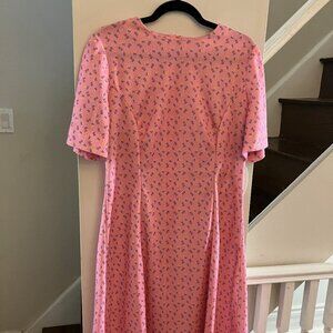 Vintage Pink Ditsy Polyester Dress